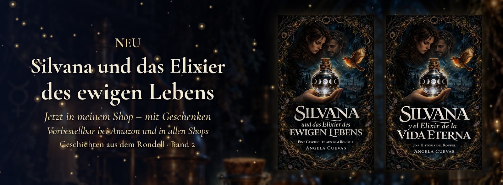 Neu: Silvana und das Elixier des ewigen Lebens von Angela Cuevas Alcañiz. Jetzt in meinem Shop, mit Geschenken, und vorbestellbar bei Amazon und in allen Shops